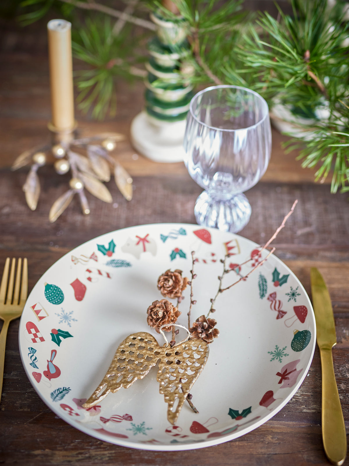 Assiette ronde de service Yule, Nature, Grès